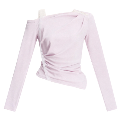 FragileHeart紫色斜肩打底衫