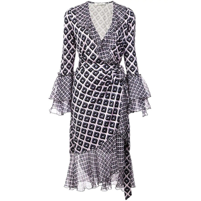 法式复古茶歇裙25新款修身显瘦D家雪纺印花连衣裙女夏D*F裹身裙