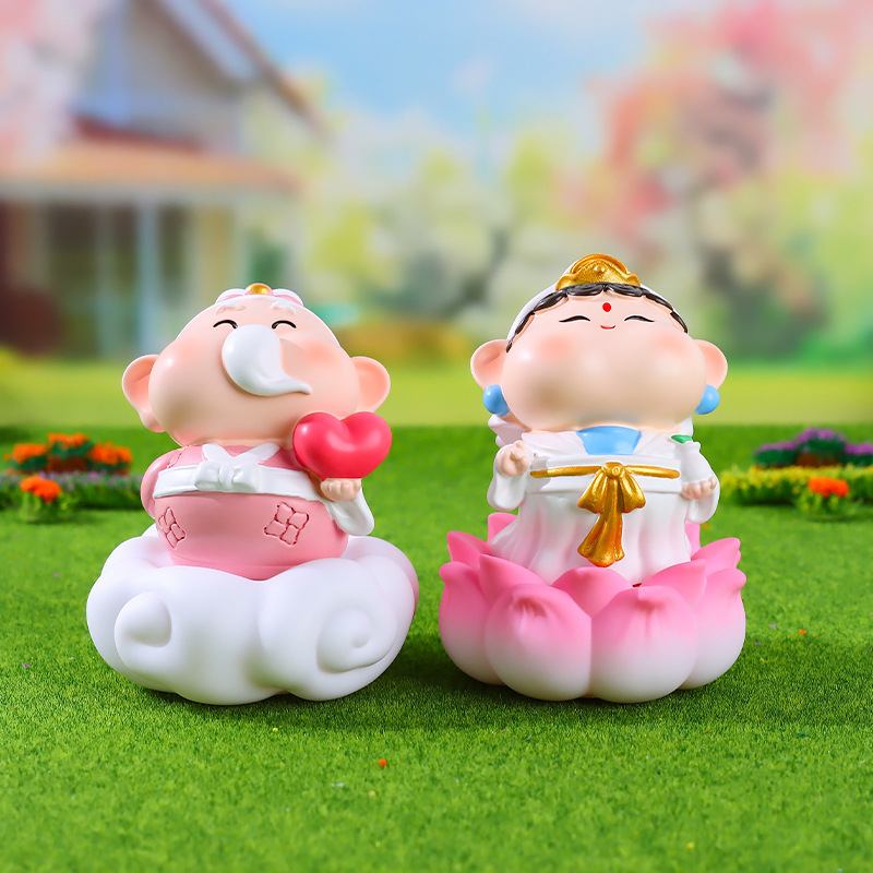 古风国潮福泽小仙翁摆件批发家居摆件车载好桌面电视柜寓意小办公