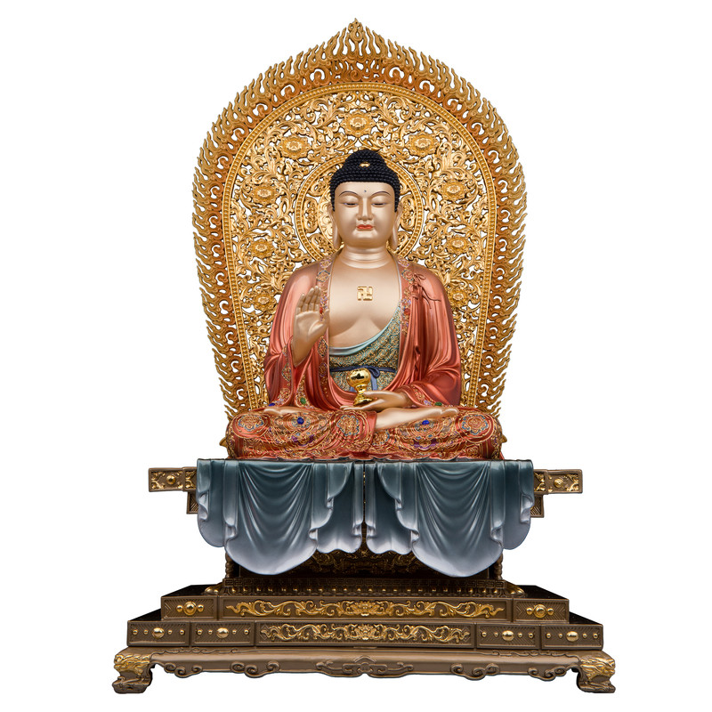 华严三圣铜像带骑文殊普贤菩萨佛像居家供奉大日如来佛堂供奉摆件