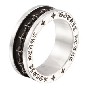 哥特之心6MM圣灵十字戒指暗黑小众潮流925银22K金欧美个性指环