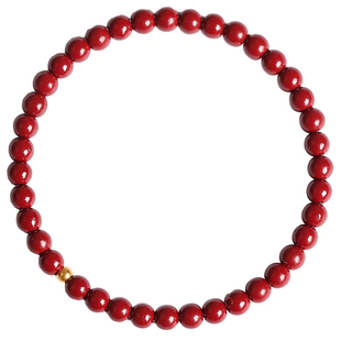 普陀山朱砂手串女款天然原矿紫金砂本命年黄金转运珠手链马年礼物