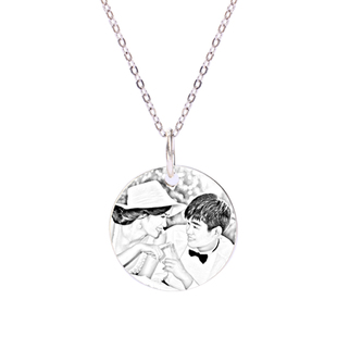 定制 S925纯银刻字照片银牌情侣吊坠项链女定做生日礼物闺蜜一对
