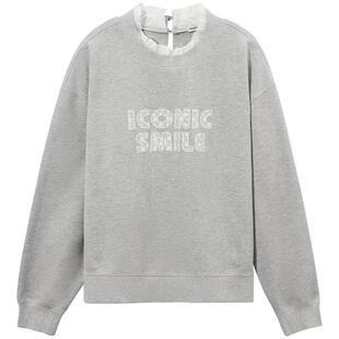 卫衣女士热风2025年春季新款花边领时尚设计感百搭上衣潮流套头女