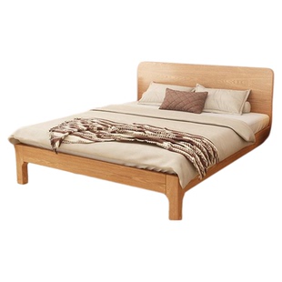 双人床180x200带床垫实木床现代简约主卧床架排骨架家用全实木床