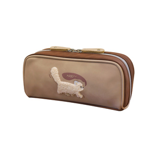 美卡瑞可可猫笔袋高颜值ins风女生2025新款男孩大容量文具盒可爱学习铅笔盒袋收纳包初中生防水耐脏耐磨学生