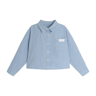 布丁哈鲁童装春装女童2026春秋新款儿童洋气翻领百搭长袖休闲衬衫