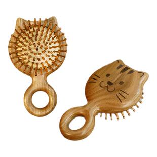 铁苏木(金檀木)小猫气垫梳可爱按摩梳实木经络家用便携气囊梳顺发