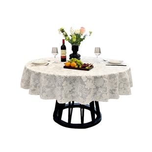 桌布圆形蕾丝餐桌布欧式大圆桌布pvc防水防油免洗家用北欧台布