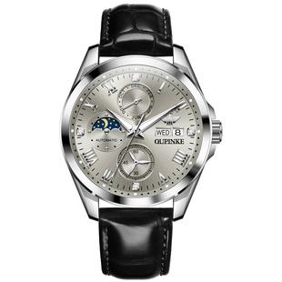 瑞士认证正品牌手表男士全自动机械表多功能月相皮带商务高档十大