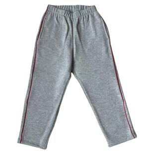 春夏秋冬初高中小学生校服裤子浅灰直口加绒一道亮酒红绳男女定制