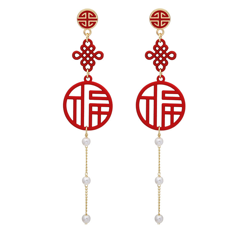 中国风新年婚礼无痛耳夹耳环女