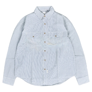 现货MADNESS DYED SUCKER STRIPE SHIRT泡泡纱条纹衬衫余文乐26SS