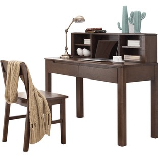 优木家具北美橡木书桌1.2米全实木学习桌1.4办公桌电脑桌胡桃木色