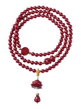 原矿朱砂貔貅多圈极细手串女