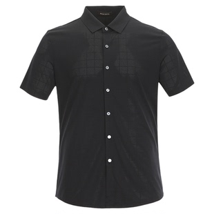 BRAUN BUFFEL/布兰施男士时尚都市弹力通勤休闲翻领薄款短袖衬衫