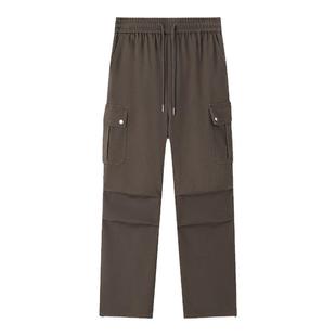 森马休闲裤女抓绒降落伞裤潮流酷飒风女士冬季抽绳阔腿工装裤复古