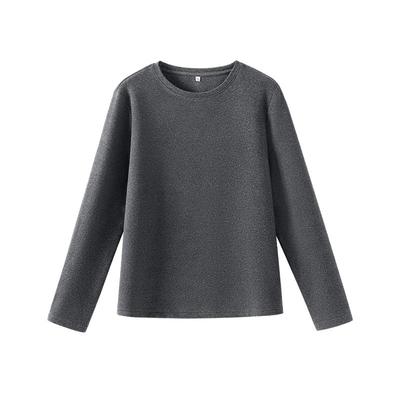 班尼路灰色薄绒打底衫女2025秋冬新款软糯宽松休闲内搭长袖T恤女Q