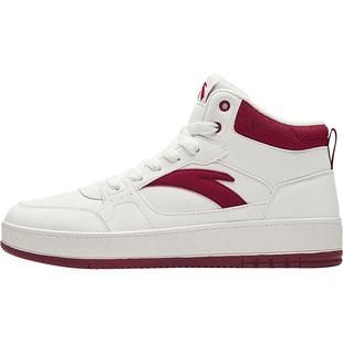 安踏高帮板鞋本命年男鞋红色冬季新款青年男士皮面防水休闲鞋子男