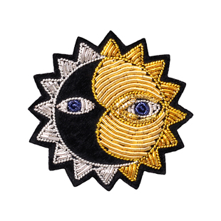 创意个性太阳月亮图腾胸针设计感小众情侣饰品精致手工刺绣徽章