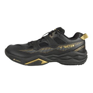 威克多VICTOR胜利羽毛球鞋黑白金男女专业缓震运动鞋C60大码46/47