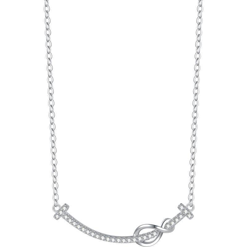 VIGG纯银笑脸微笑项链女锁骨链网红简约女士吊坠生日礼物送女友