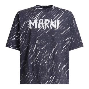 【6期免息】MARNI 男士涂鸦LOGO圆领短袖T恤