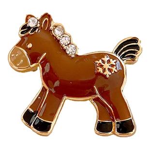 棕色美拉德小马胸针女款2025新款秋冬大衣别针配饰轻奢高级感胸花