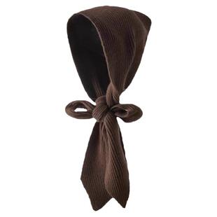 连帽围脖一体式纯色针织帽子女冬季防寒保暖韩版氛围感护耳针织帽