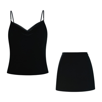 SILKYMIRACLE女丝绒真丝吊带裤