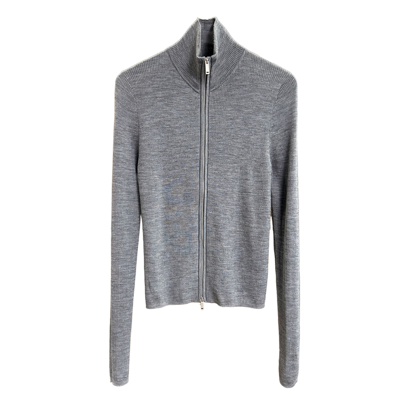 尖货！通勤时髦又自在！修身绵羊毛长袖拉链针织开衫女  E8030~JS