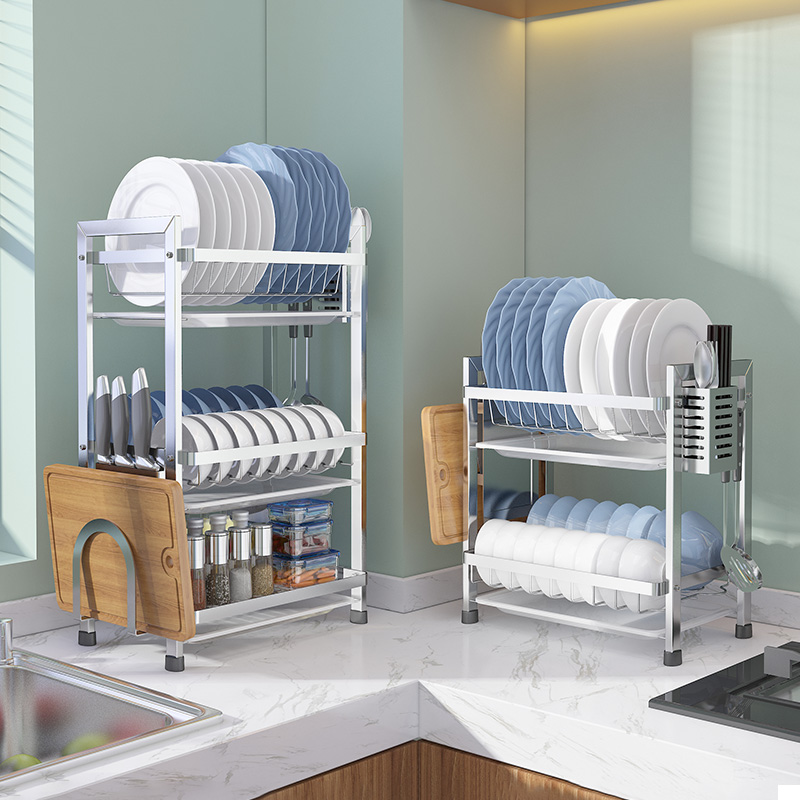 304不锈钢厨房置物架碗碟收纳架窄款沥碗架小型放碗筷碗盘沥水架