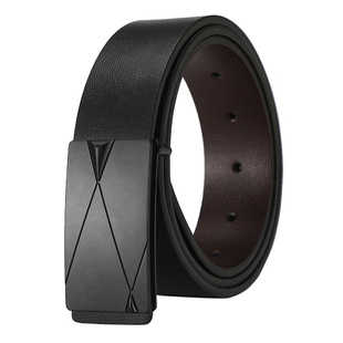 男士皮带真皮打孔内穿牛皮腰带商务中年轻人无牙自动扣裤带韩版潮