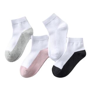 3双装学生袜薄款儿童男袜子男童女童夏季网眼透气耐脏灰底小白袜