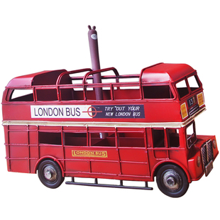英伦英国双层巴士模型美国校车 电话亭笔筒创意时尚 桌面摆件简约