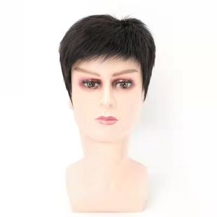 假发男短发全头套中老年白发全真发男生头顶寸头头发隐形仿真轻薄