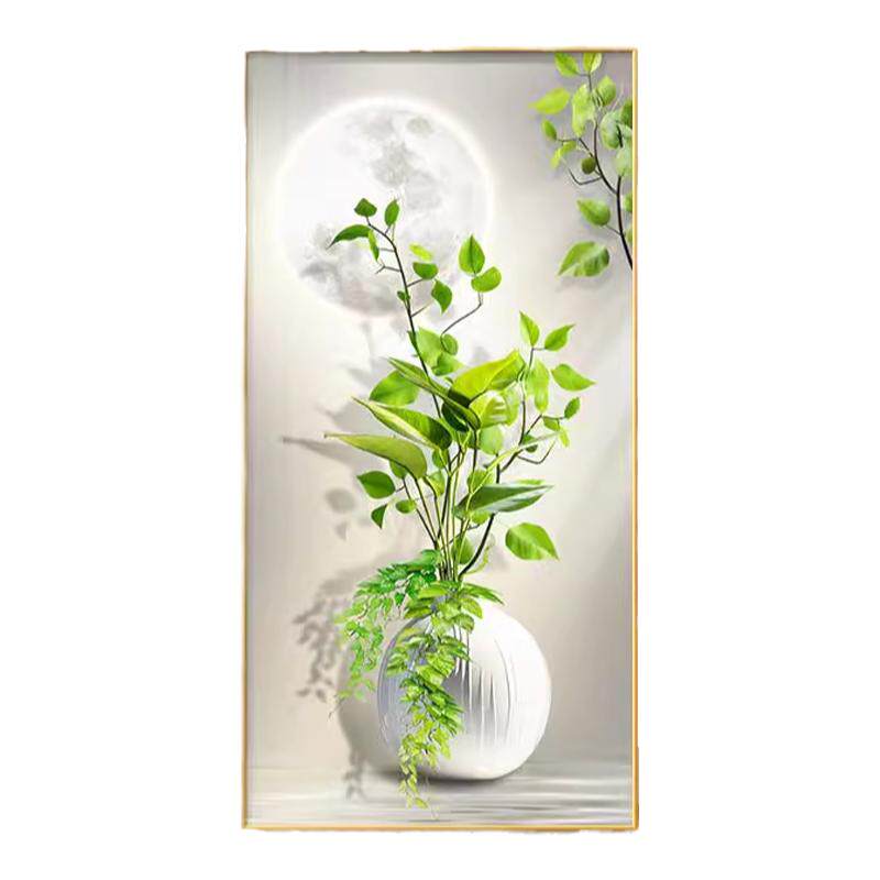 绿植入户玄关装饰画高级感走廊过道挂画现代简约花卉小清新墙壁画