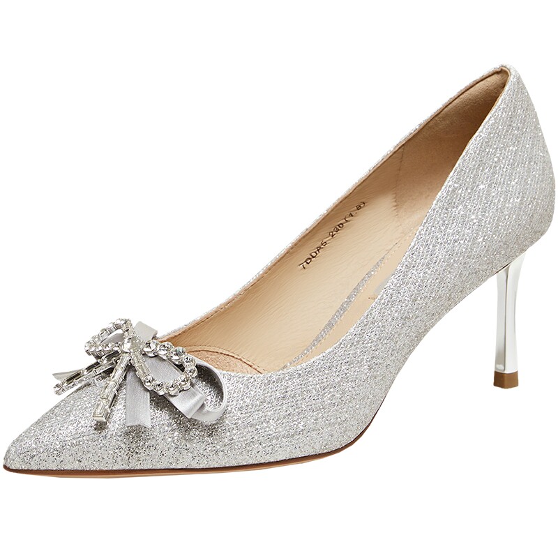 TATA他她爱神之约女鞋婚鞋浅口单鞋气质女中高单鞋伴娘鞋7DDA5AQ6