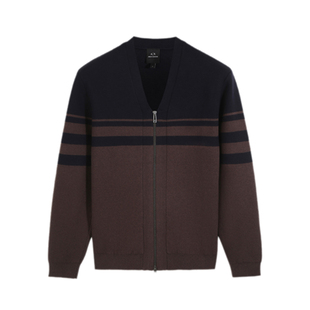 Armani/阿玛尼AX 男士时尚保暖拼色开衫毛衣 XM001333 AF16918
