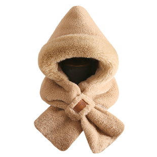 保暖帽子女2025秋冬季新款骑车围巾一体加厚绒防寒风围脖护耳帽