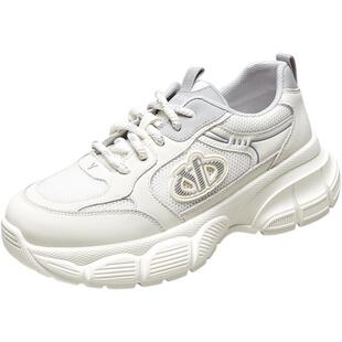 意尔康女鞋春秋季松糕厚底老爹鞋软底运动休闲单鞋小个子