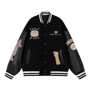 BJHG不计后果新年红色棒球服男款冬季加厚外套情侣款羽绒棒球服女