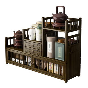 桌面博古架小型茶叶架桌上收纳展示架实木中式茶杯架紫砂壶摆放架