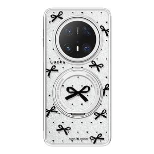 赫本蝴蝶结适用华为Mate60Pro手机壳磁吸带支架新款mt70por+支点套Qo1高级感网红简约mete60全包闪粉奢华女