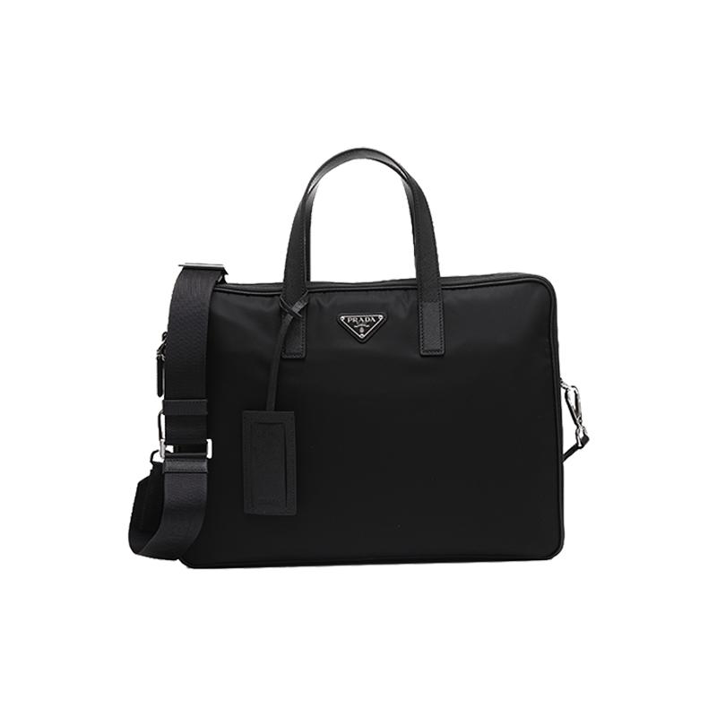 【自营】Prada/普拉达三角标识LOGO男士商务时尚手提斜挎包公文包