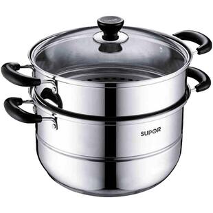 苏泊尔蒸锅家用煤气灶用304不锈钢2二层加厚电磁炉蒸锅多用锅26cm