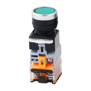 LA38-11D自复位自锁带灯平钮 启动按键按钮开关24V36V220V 孔22mm
