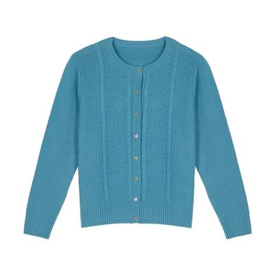 鹿王100%纯山羊绒开衫女士圆领