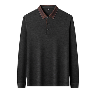 狄斯仑绵羊毛长袖T恤男士2026春季新款高端中年商务休闲POLO衫男