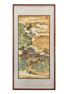 赵伯驹《仙山楼阁》立体双框客厅书房茶室装饰画挂画玄关高清国画